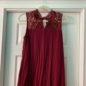 Maroon high neck dress